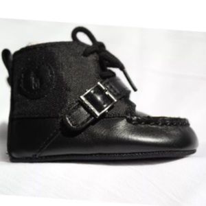 Ralph Lauren Black Leather POLO Ranger Boots 2 3-6